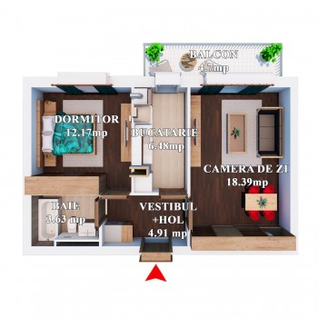 Apartament 1 Dormitor 