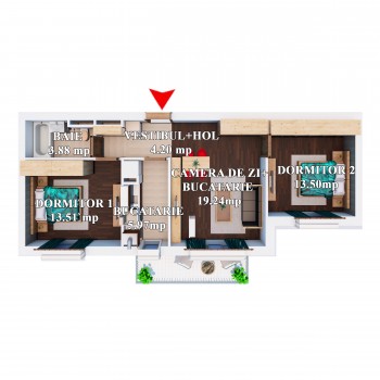 Apartament 2 Dormitoare Tip 1